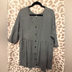 Terra and Sky Button Tunic Peplum Top - Size 1X
